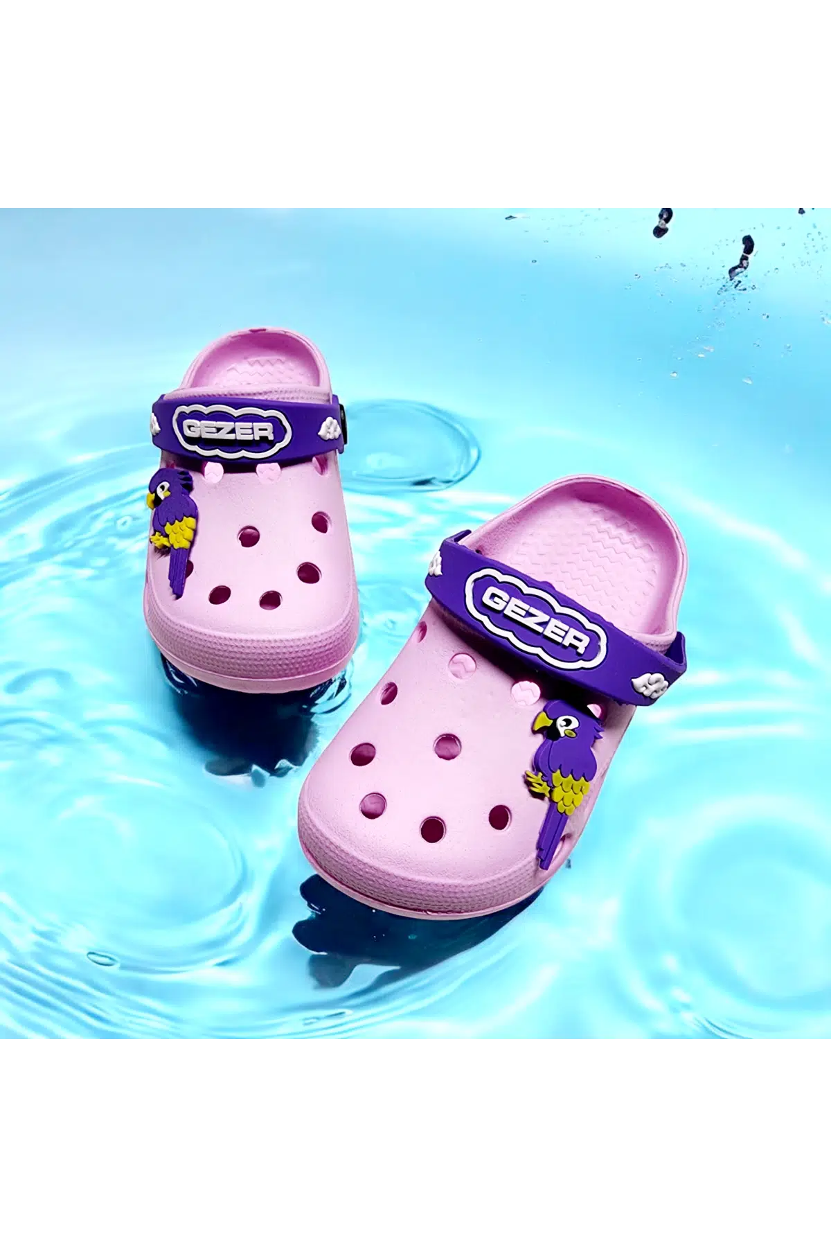 Çocuk Günlük Eva Papağan Stickerli Plaj,Deniz,Havuz Sandalet Terlik - PEMBE