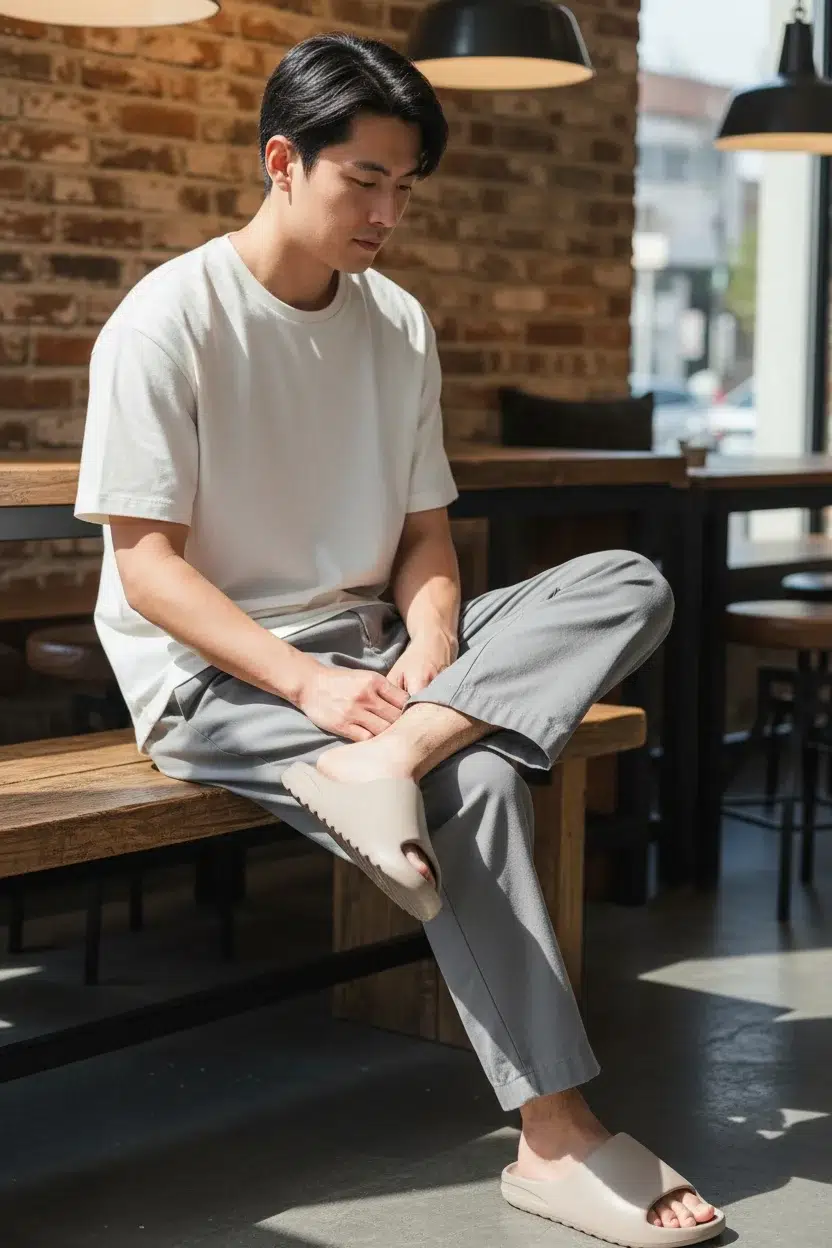 Erkek Yazlık Rahat Kaymaz Taban Plaj Deniz Havuz Terlik - CAMEL