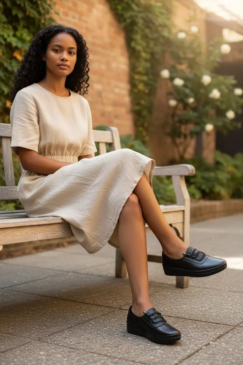 Kadın 4 Nokta Ortopedik Lastikli Ayarlanabilir Yumuşak Taban Babet - SİYAH