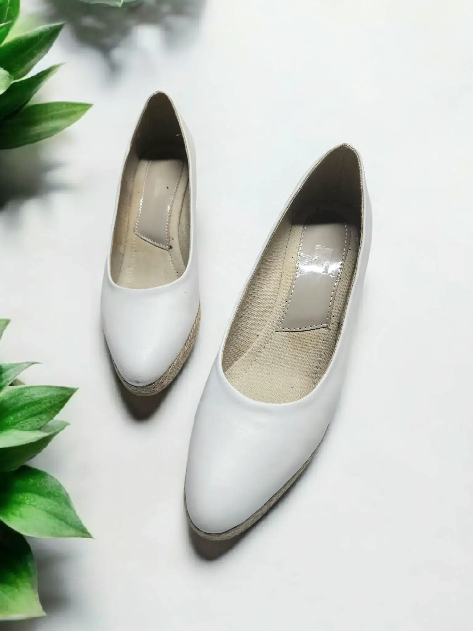 Kadın Günlük Kova Model Suni Deri Ayakkabı 7 Cm - ekru