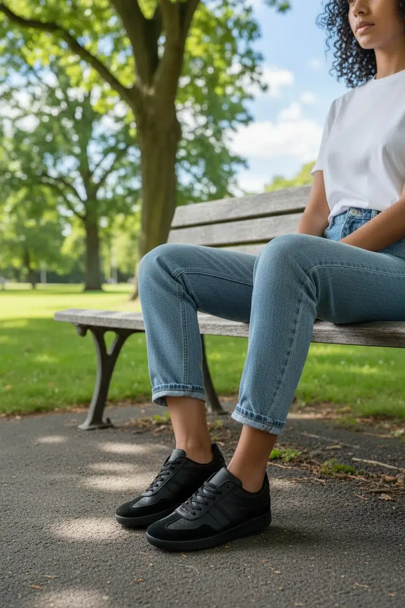 Kadın Kaydırnaz Kauçuk Taban Sneaker Spor Ayakkabı - SİYAH