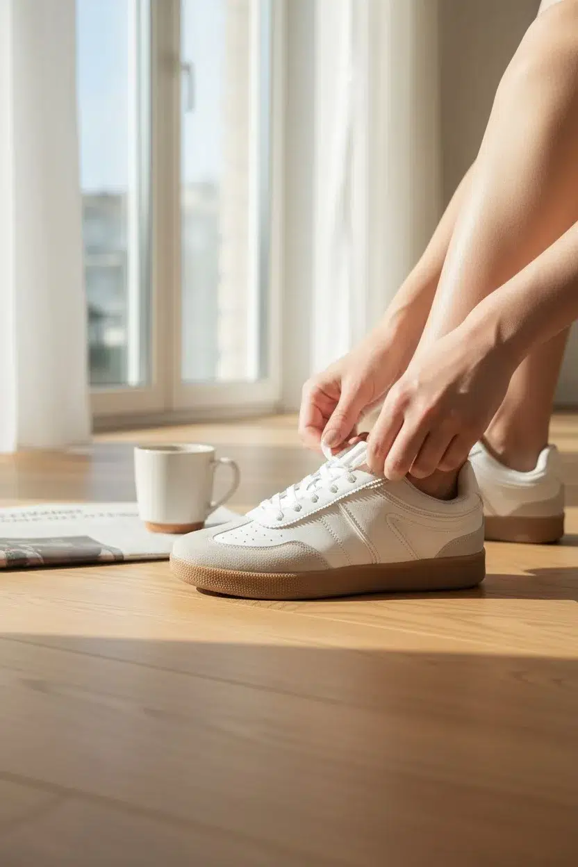 Kadın Kaydırnaz Kauçuk Taban Sneaker Spor Ayakkabı - BEYAZ