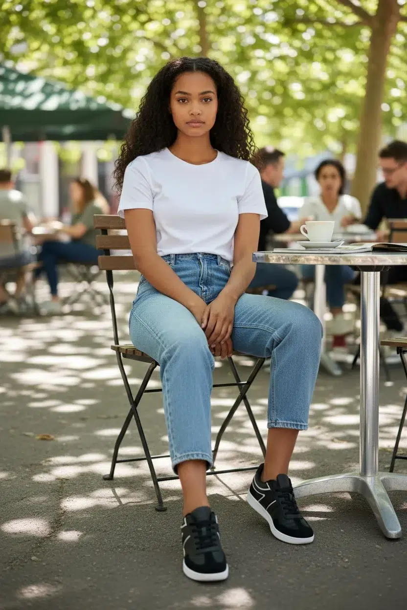 Kadın Kaydırnaz Kauçuk Taban Sneaker Spor Ayakkabı - SİYAH-BEYAZ-BRB